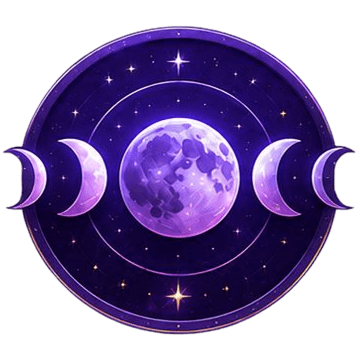 Purple moon phases emblem