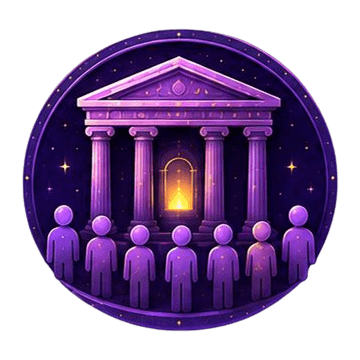 Agora temple and community emblem